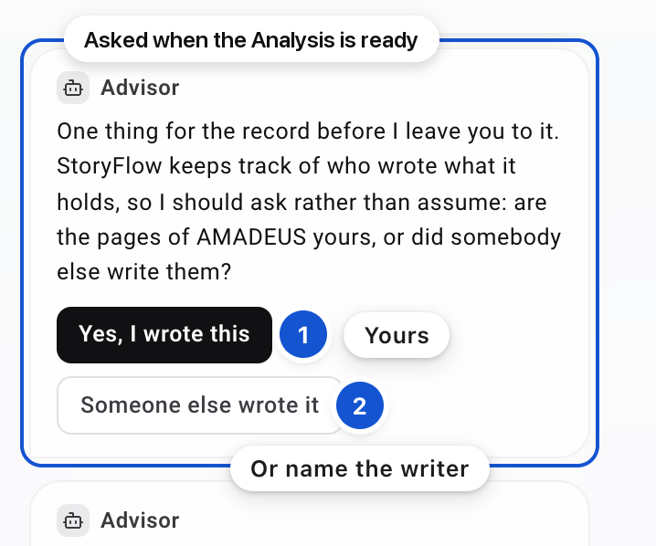 The question about who wrote the pages, in Messages