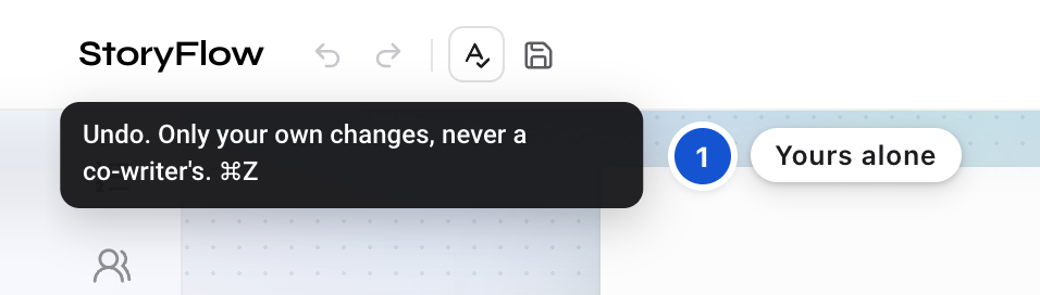 The Undo arrow with its hover sentence