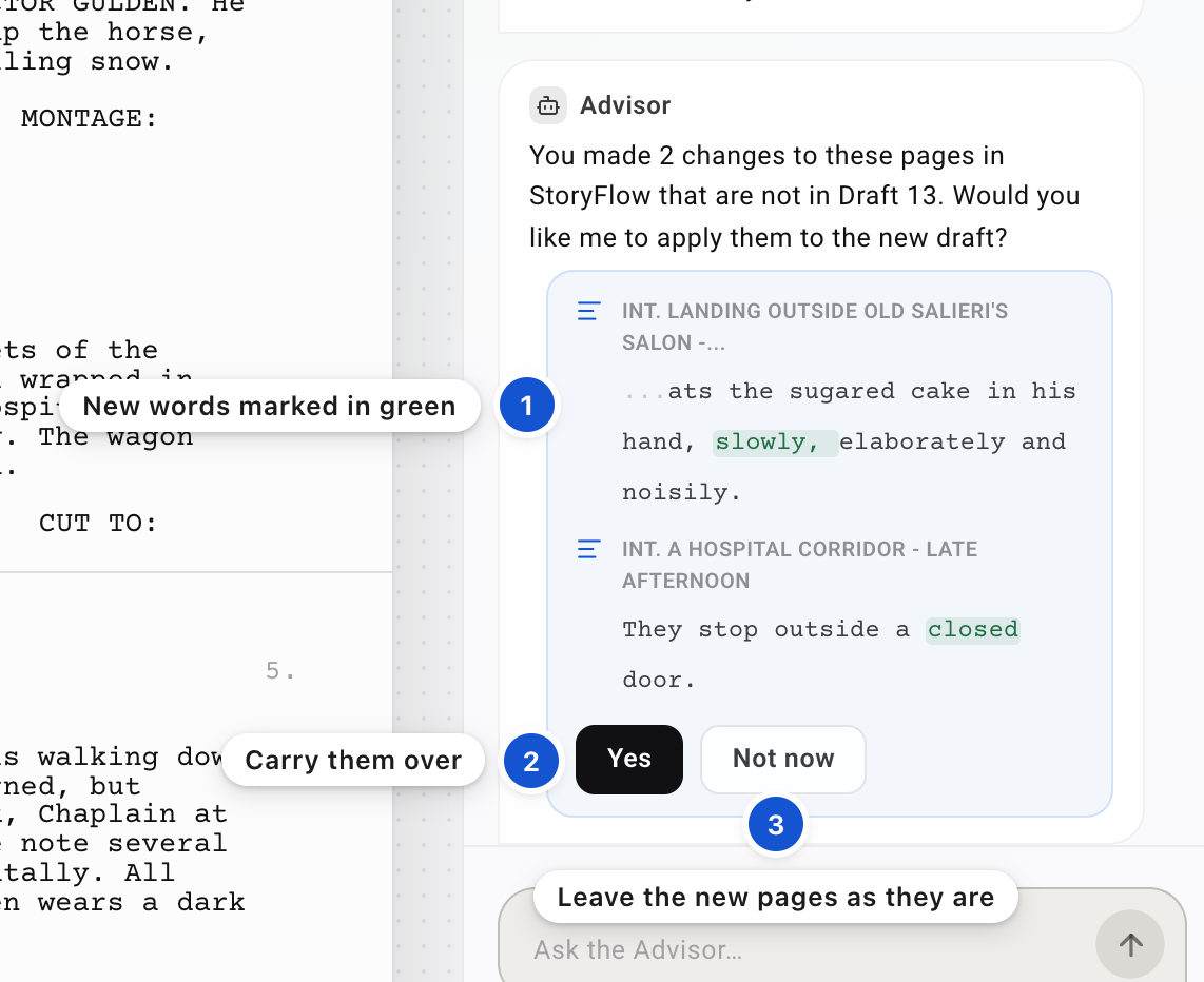 The list of fixes in Messages, with Yes and Not now