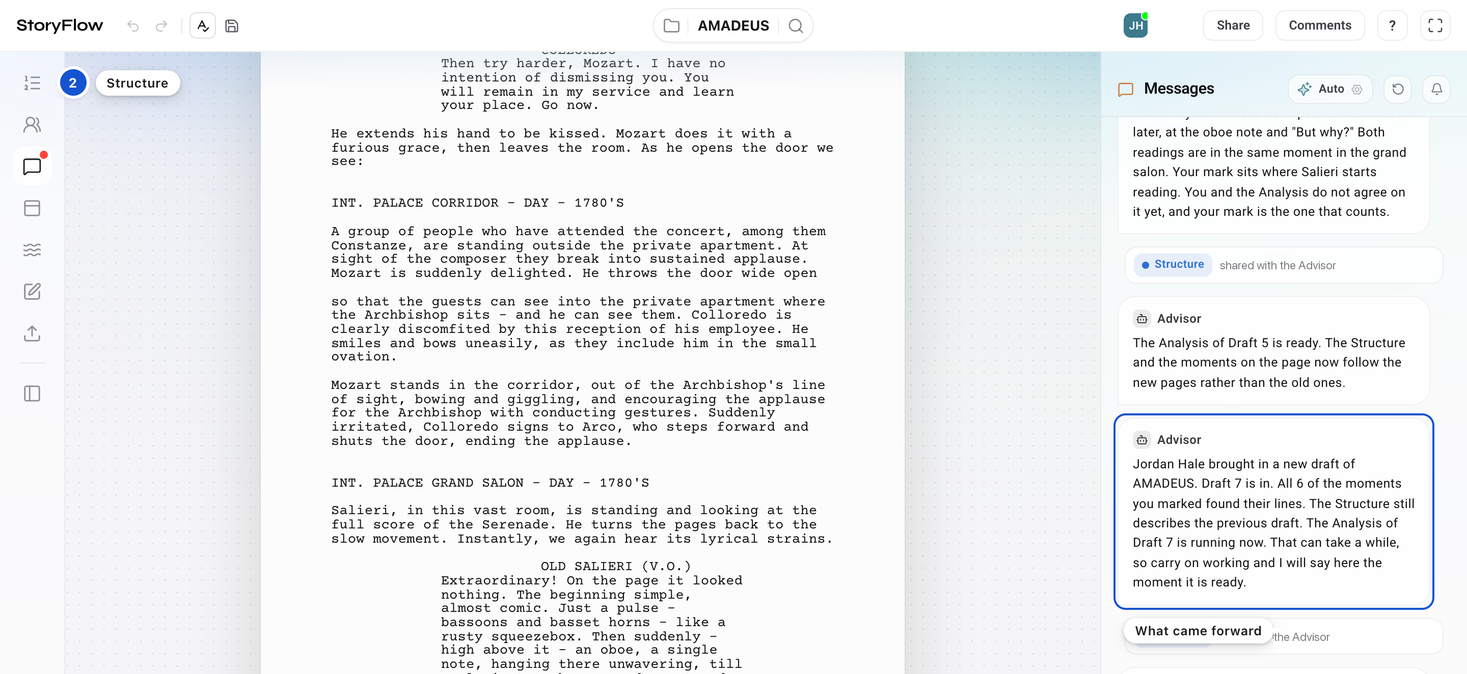 The arrival message, and the Structure