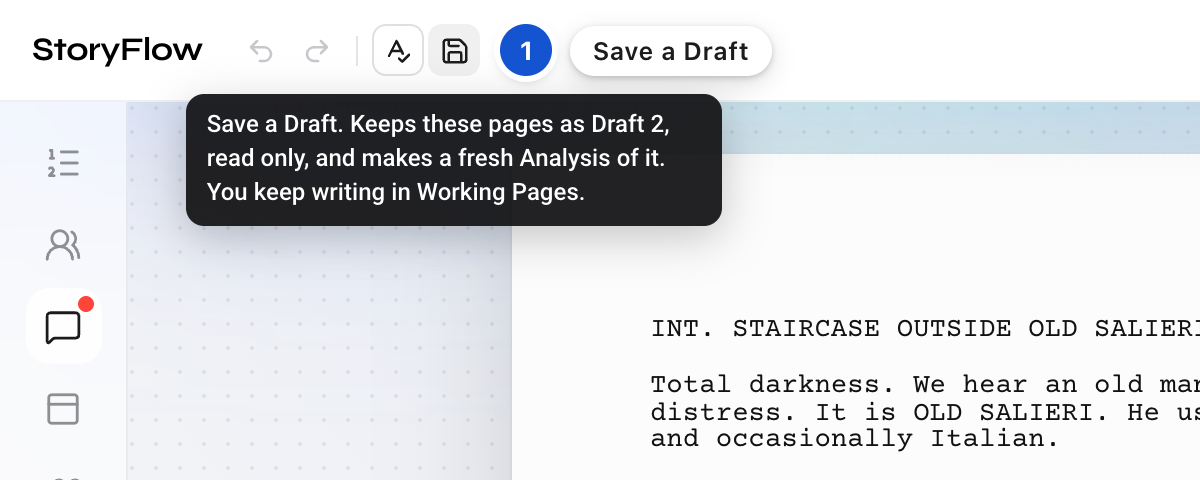 The Save icon and its hover sentence