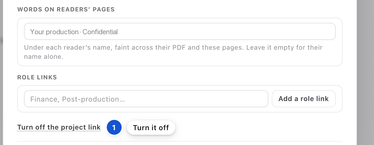 Turn off the project link