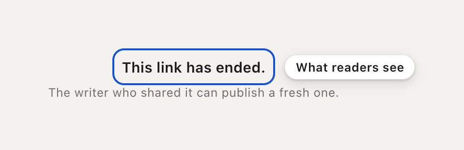 What readers see after it ends