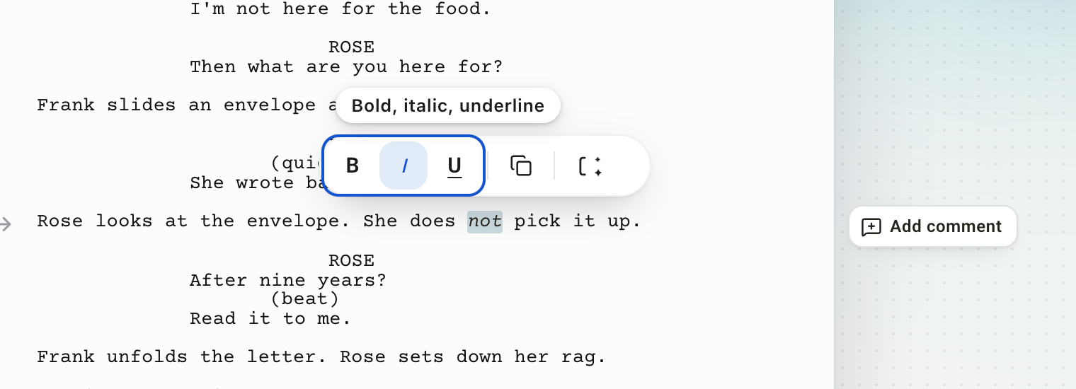 The small bar over a selected word